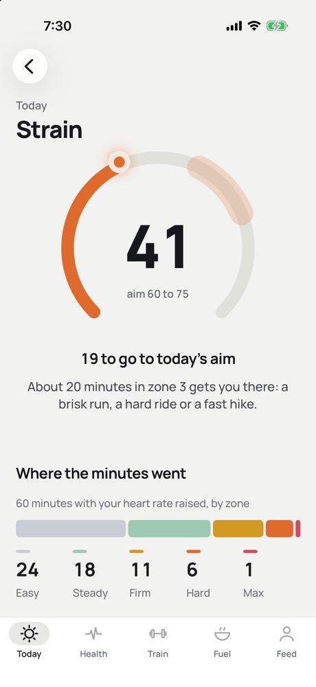 Strain 41 with an aim of 60 to 75 and minutes in each zone